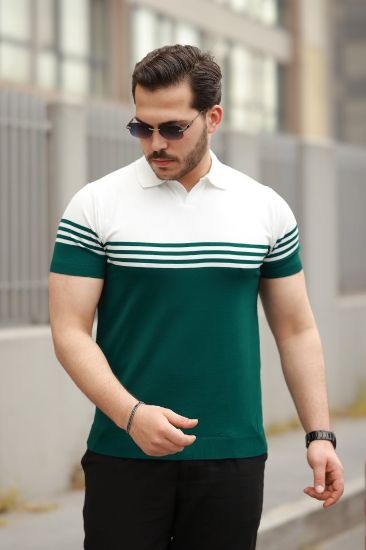 Erkek Parça Renk Yakalı Kısa Kollu T-shirt resmi